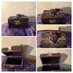 Gothic Skull Jewelry Box with Purple Accents